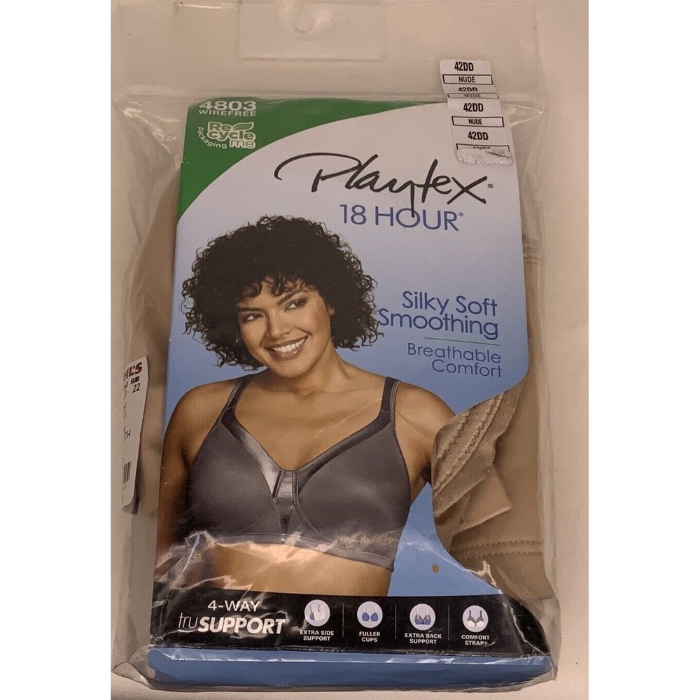 Playtex 18 Hour Silky Soft Smoothing Bra 4803 Nude Size 42DD NEW (open)